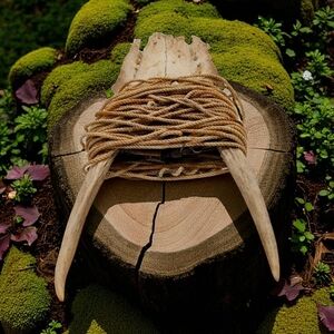 Partial WeathereDee Skull With Antlers Wrapped In Trot Line Texas Hill Country